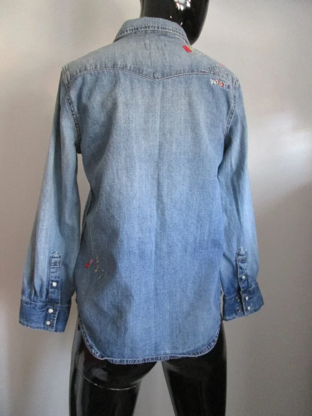 GAP Kids western style embroidery denim shirt